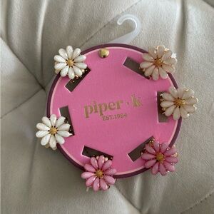 Piper K Pink and White Flower Hair Clips